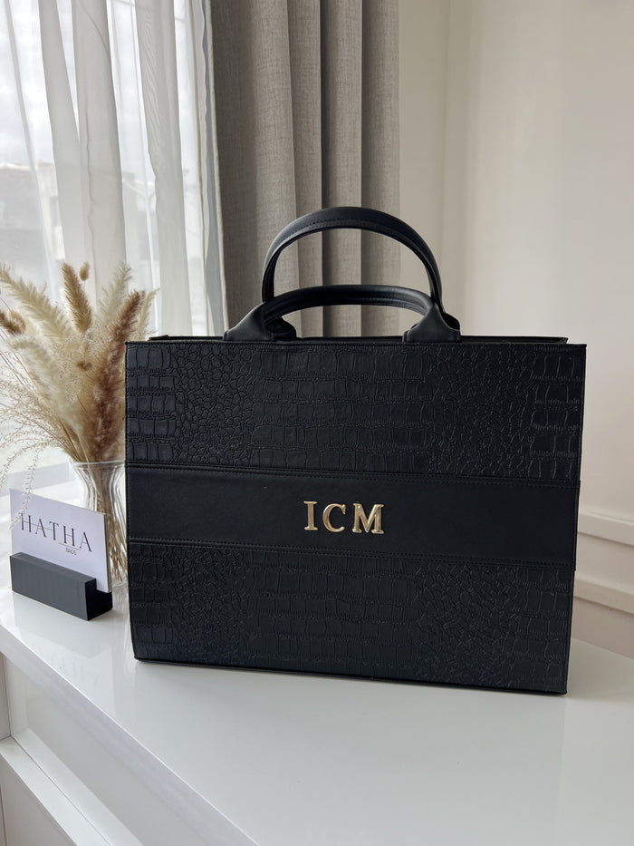 Tote Clásica Jumbo en color negro de Hatha Bags